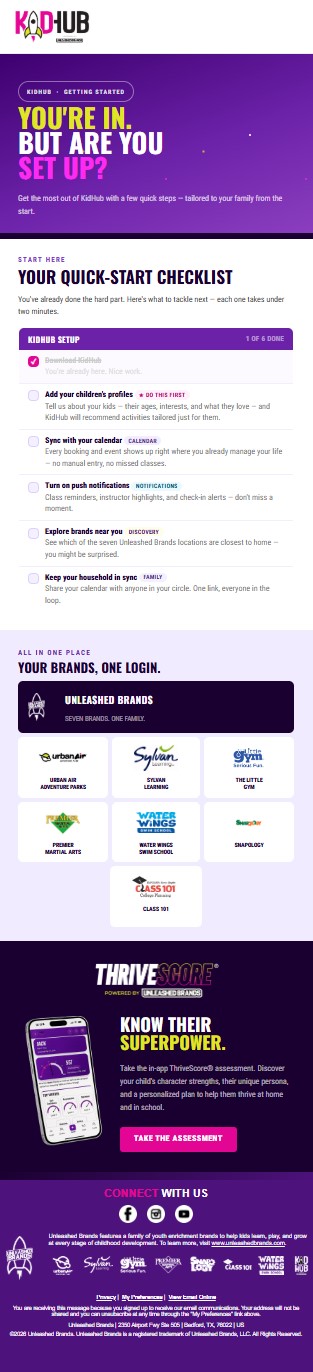 KidHub onboarding email one: quick-start checklist