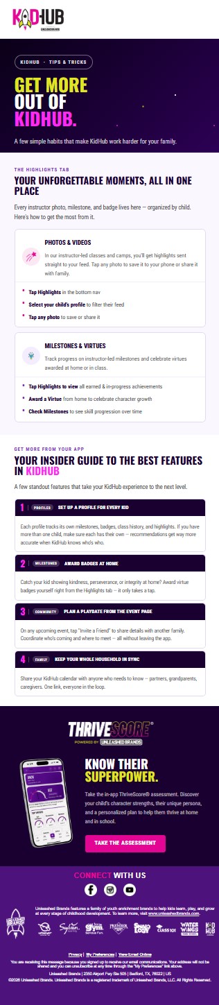 KidHub onboarding email two: tips and best features