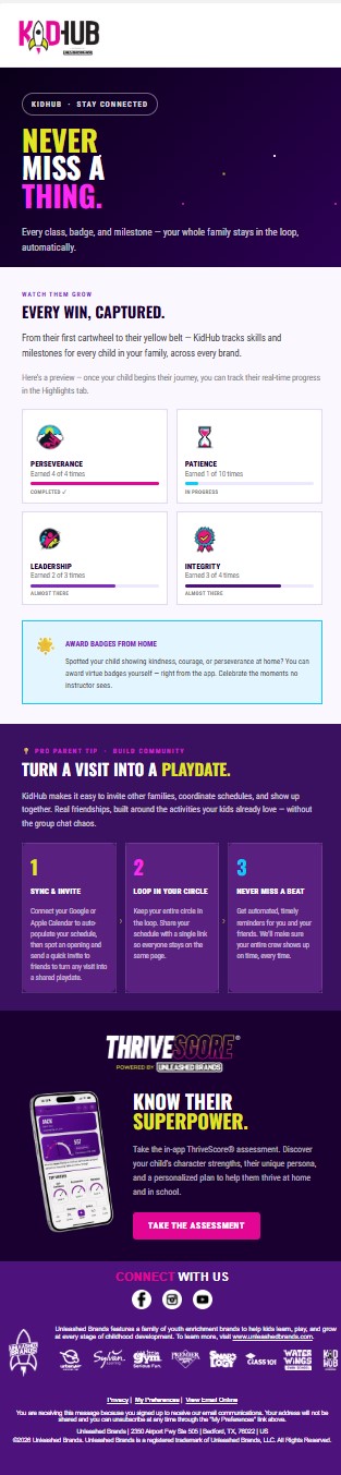 KidHub onboarding email three: milestones and playdates