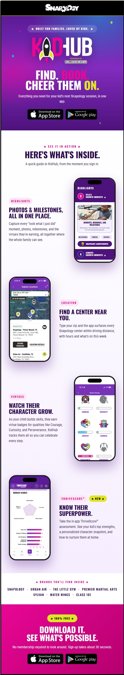 Snapology announcement email (member and non-member)
