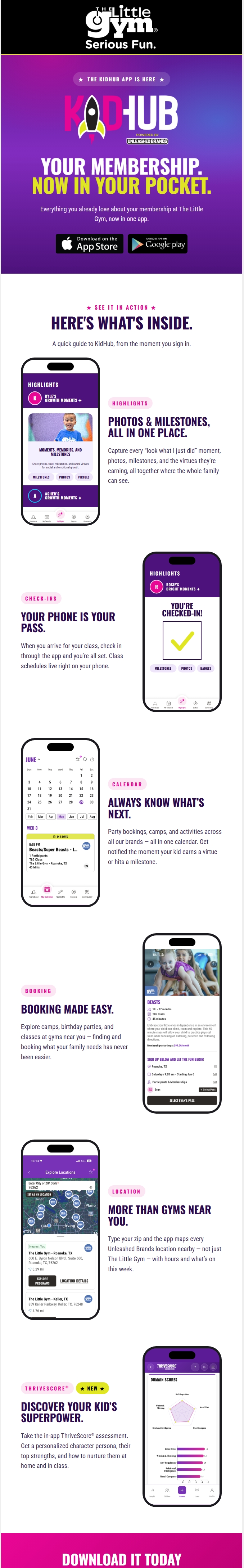 The Little Gym member announcement email