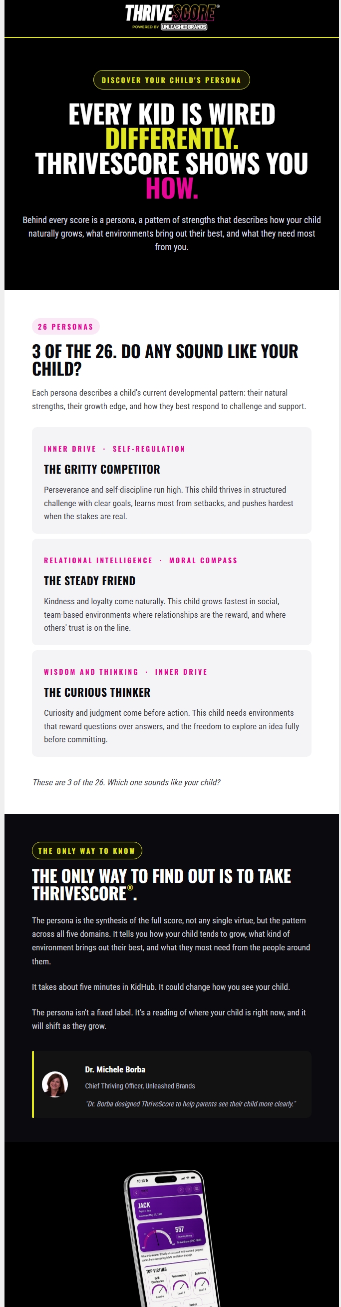 Post ThriveScore email three: child persona reveal