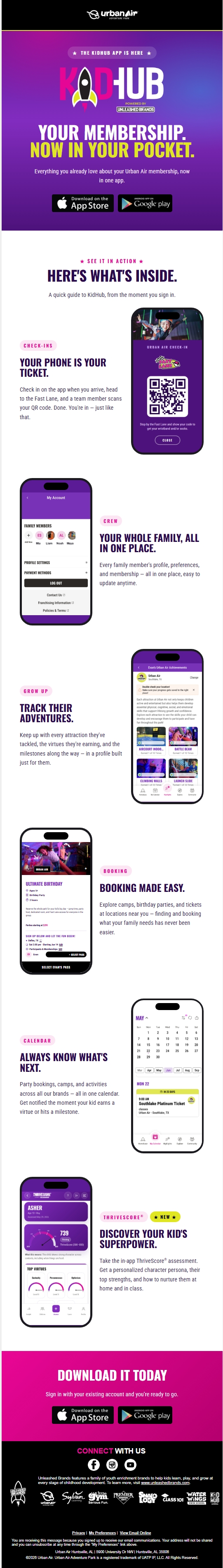 Urban Air member announcement email